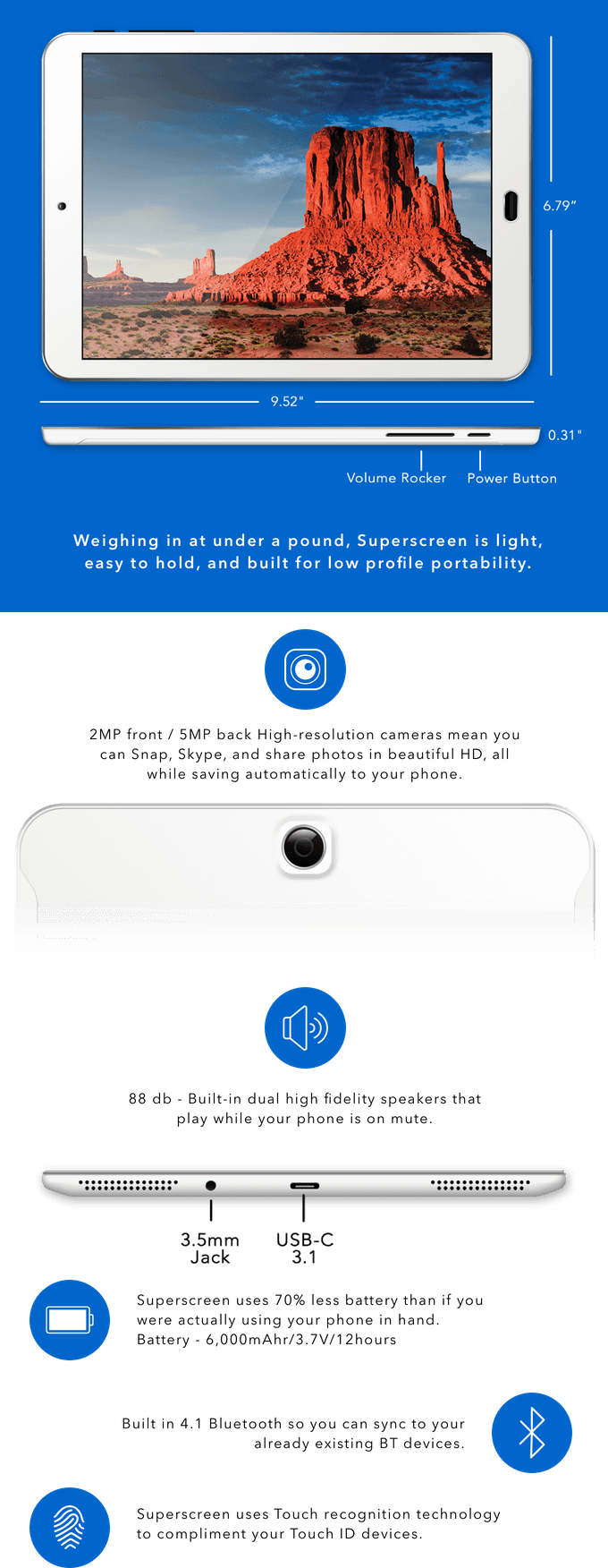 Superscreen Phone Screen Enlarger tech specs