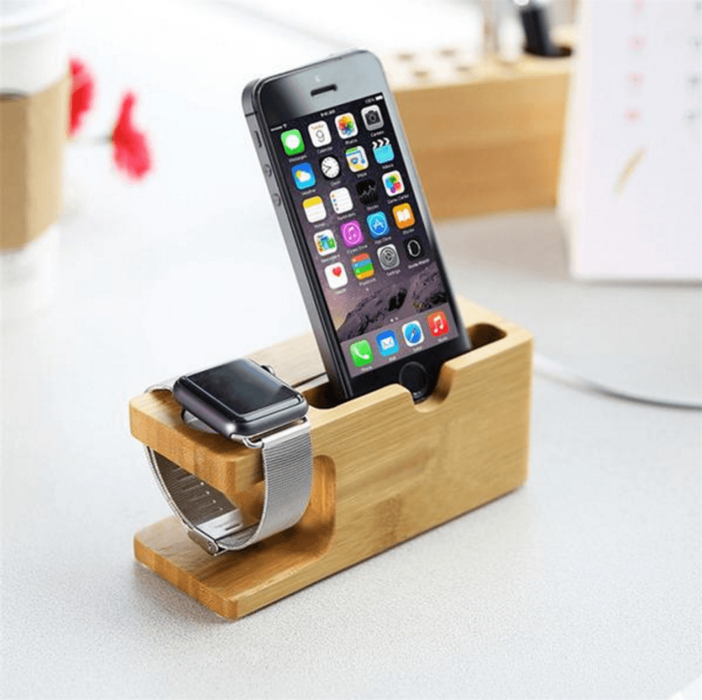 100% Natural Bamboo Charging Dock Station For Mobile Phone and Watch ...