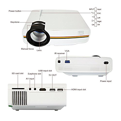 Meer 1200 Lumens 130 inch LED 1080P Projector Legit Gifts