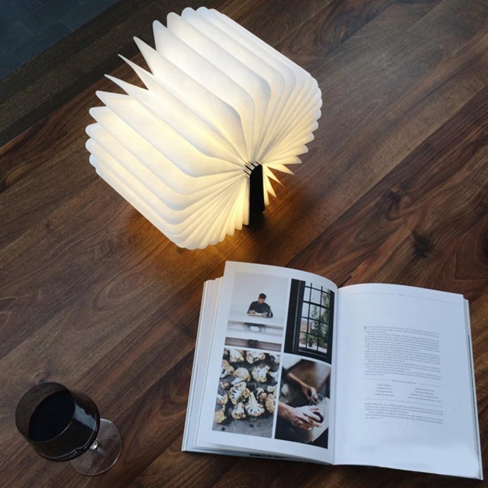 Art Led Book Lamp Light Usb Rechargeable Foldable Wooden Night Light Present On 