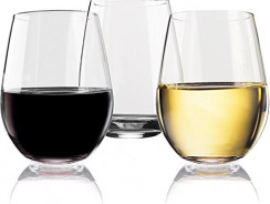 Vivocci Unbreakable Elegant Plastic Stemless Wine Glasses