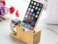 100% Natural Bamboo Charging Dock Station For Mobile Phone and Watch